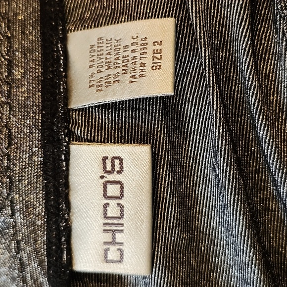 Chicos-Women's Metallic Silver Long Sleeve Shirt Size 2 - Picture 7 of 7